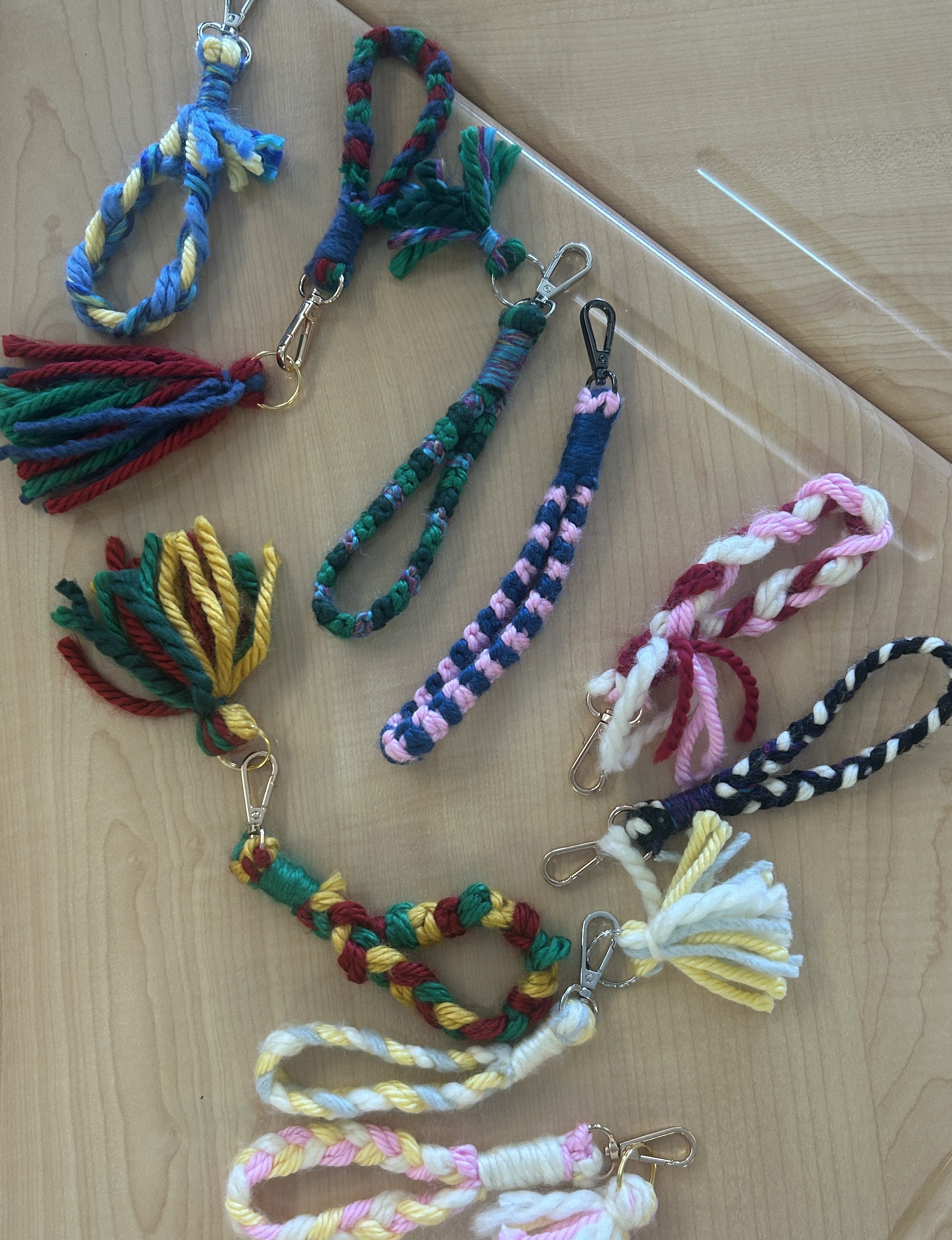 Colorful braided keychains